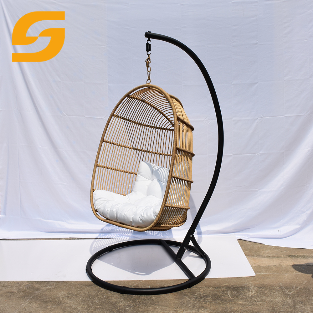 SUNLINK Modern Indoors Living Room Bedroom Soft Hanging Swing Rattan Garden Chair With Stand And Cushion