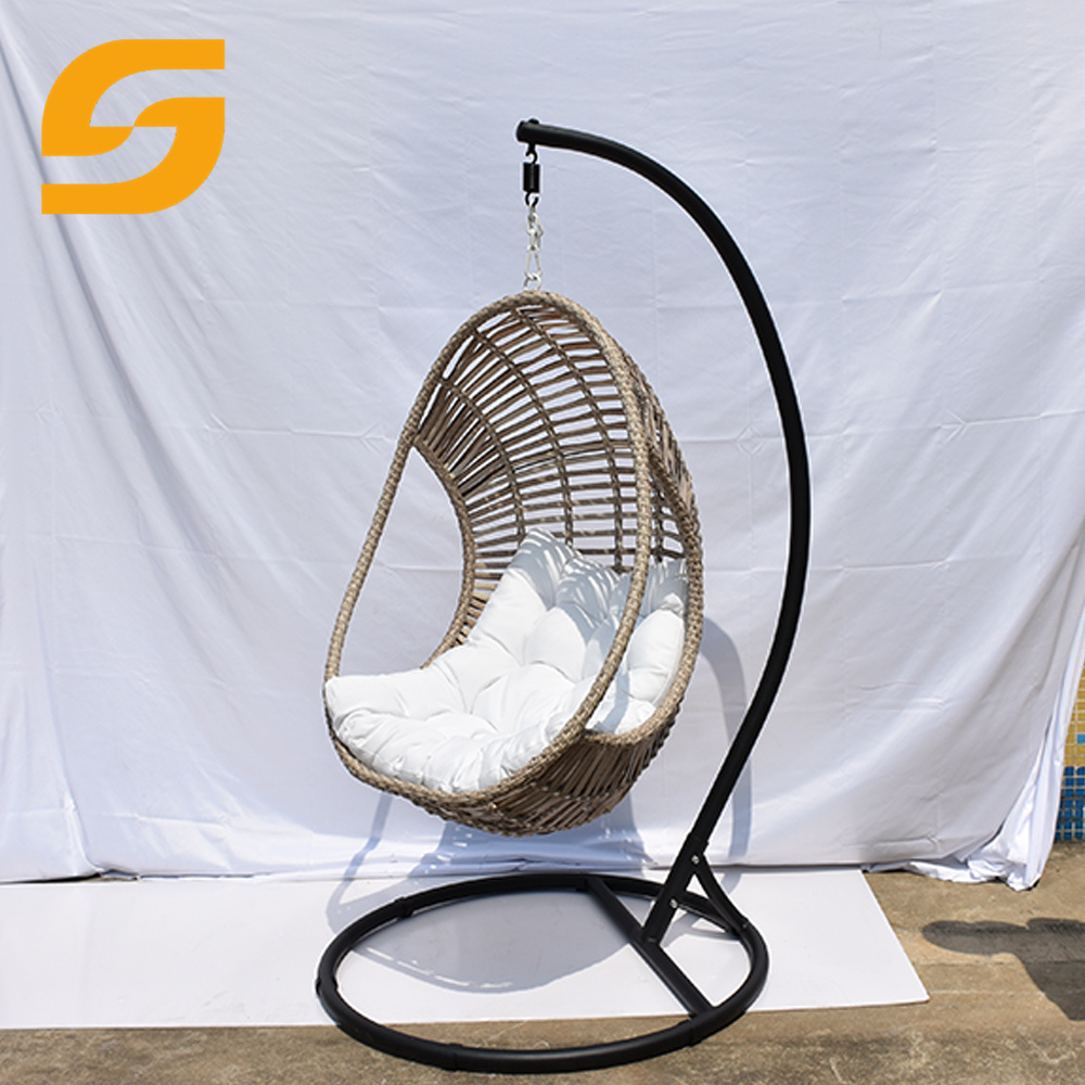 SUNLINK Foshan Outdoor Furniture Patio Garden Pool Side Rattan Wicker Bird Cage Basket Hanging Swing Chair With Stand