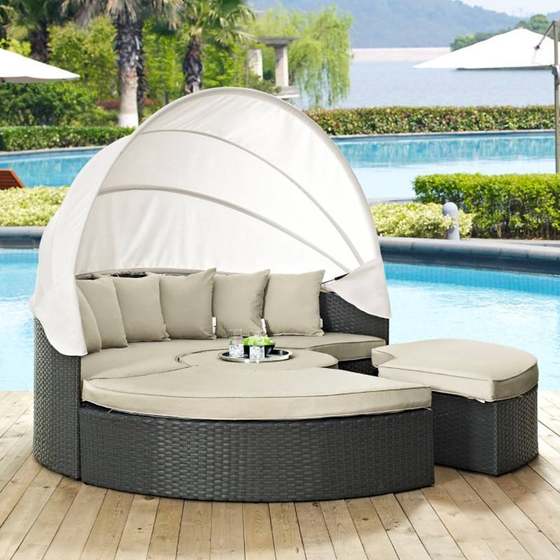 SUNLINK Garden Outdoor Furniture Lounge Day Bed Aluminum Round Gazebo Sofa Bed Sunbed for Hotel Water Proof Sofa Set Modern