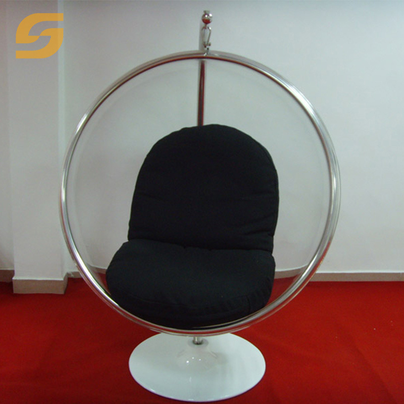 Commercial Furniture Supplier Indoor Exterior Unique Furniture Clear Swing Acrylic Hanging Ball Golden Egg Bubble Chair