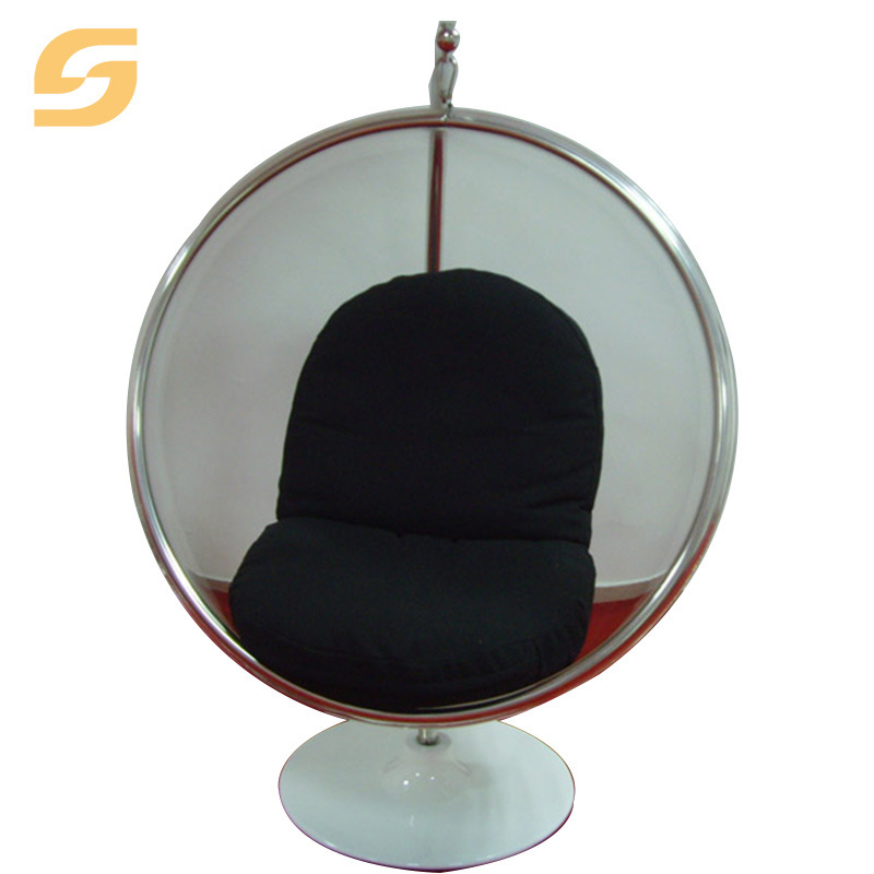 Commercial Furniture Supplier Indoor Exterior Unique Furniture Clear Swing Acrylic Hanging Ball Golden Egg Bubble Chair