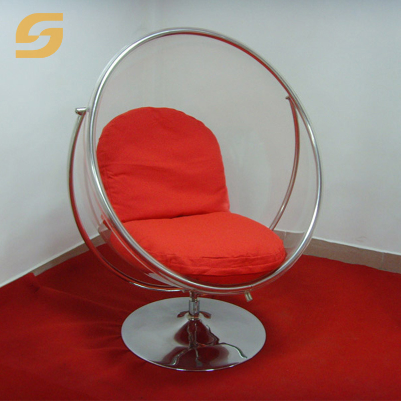 Commercial Furniture Supplier Indoor Exterior Unique Furniture Clear Swing Acrylic Hanging Ball Golden Egg Bubble Chair