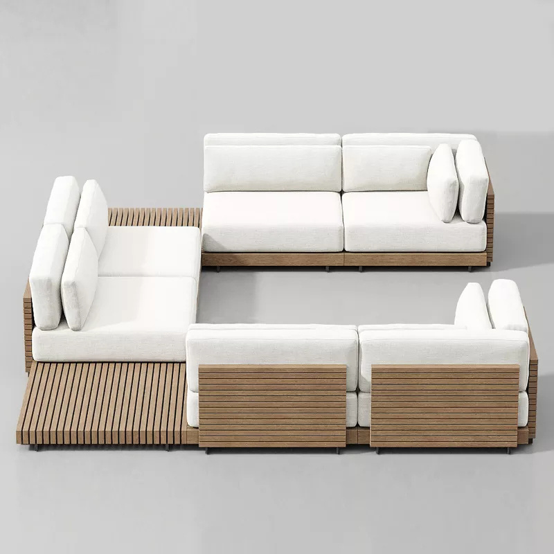 High Quality Patio Modular Sectional Couch Seat Cushions Garden Sofa Set Solid Teak Wood Outdoor Furniture