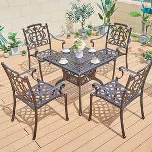 Modern outdoor Furniture 5 pieces of 4 seat cast aluminum Table and Chair Garden Courtyard Square Coffee Table Garden furniture