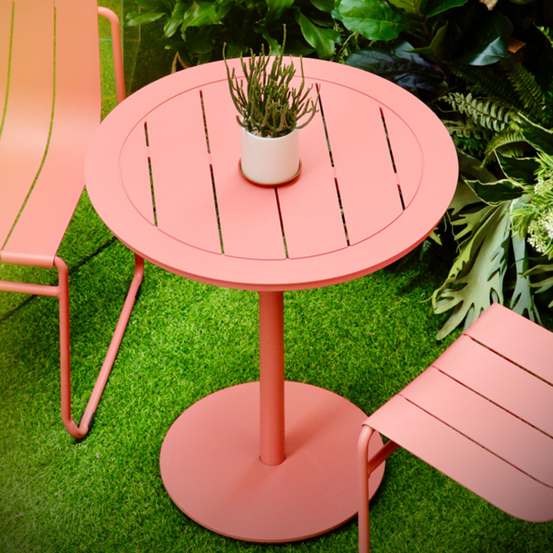 Modern outdoor furniture Garden Aluminum Dining Table Outdoor simple pink round casual coffee table