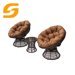 SUNLINK Luxury Restaurant Accent Barrel Chair Swivel Hotel Outdoor Ergonomic Rattan Base Lounge Papasan Leisure Chairs Set