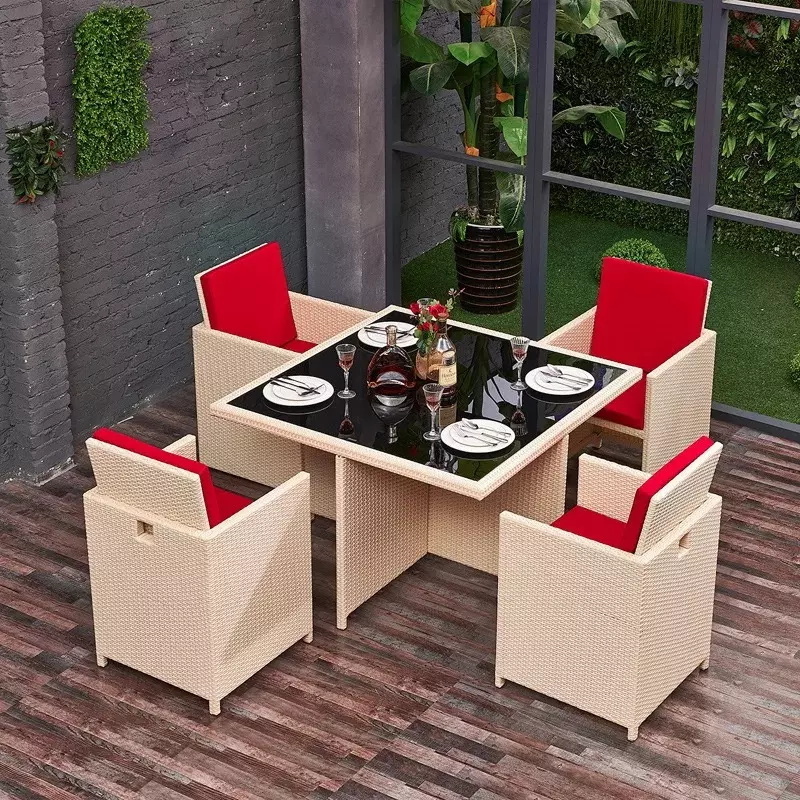 New Design Modern outside garden Patio rattan dining sets Casual Outdoor Furniture