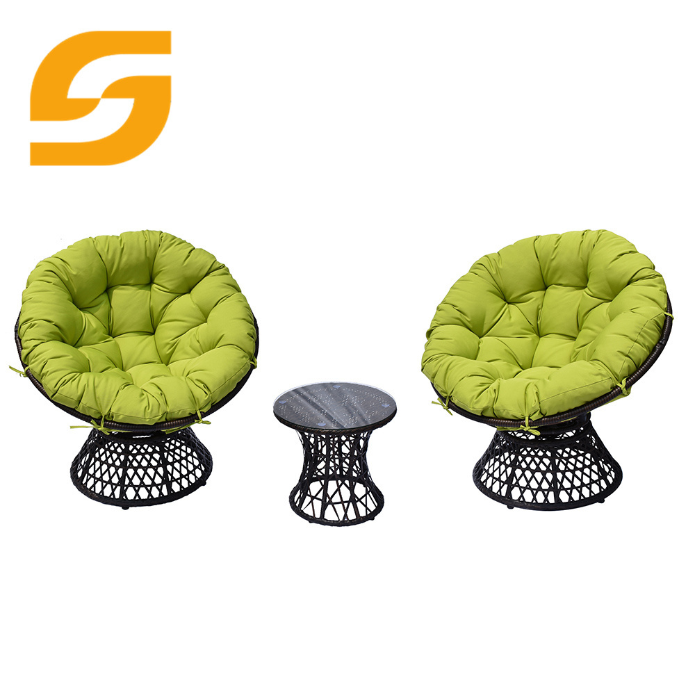 Modern Outdoor Garden Indoor Outdoor Round Overstuffed Comfortable Wicker Rattan Rocking Papasan Chair With Cushion For Adults