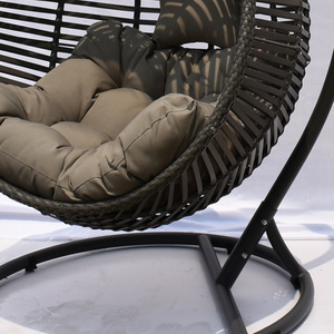 SUNLINK Elegant Luxury Cocoon Round Rattan Basket Steel Frame Pp Cotton Waterproof Cushion Hanging Egg Chair