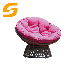 Modern Outdoor Garden Indoor Outdoor Round Overstuffed Comfortable Wicker Rattan Rocking Papasan Chair With Cushion For Adults