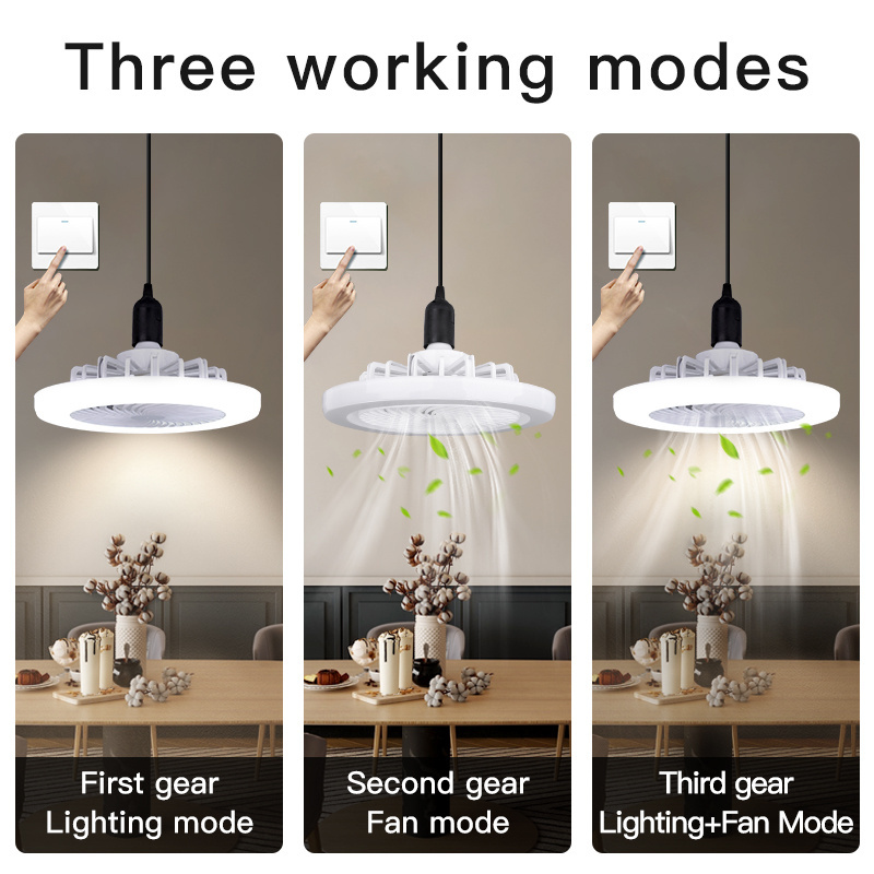 2023 New Listing LED White Light Indoor Silent Fan Three Gear Light Mode Chandelier Fan Ceiling Fan Light