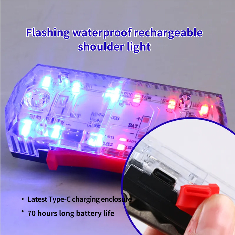 red and blue shell shoulder flashing led security light LED Beacon Warning Lights