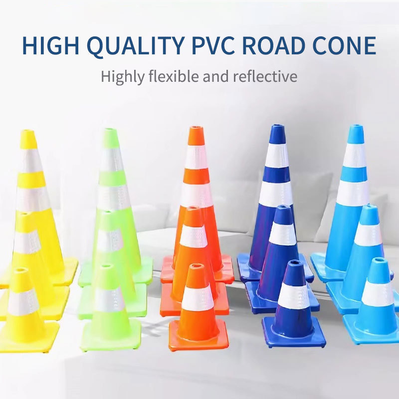 High-strength reflective plastic cone retractable barricade anti-collision ice cream cone road rubber road cone