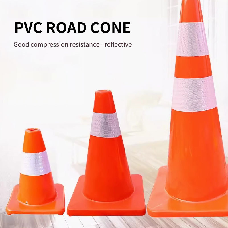 High-strength reflective plastic cone retractable barricade anti-collision ice cream cone road rubber road cone