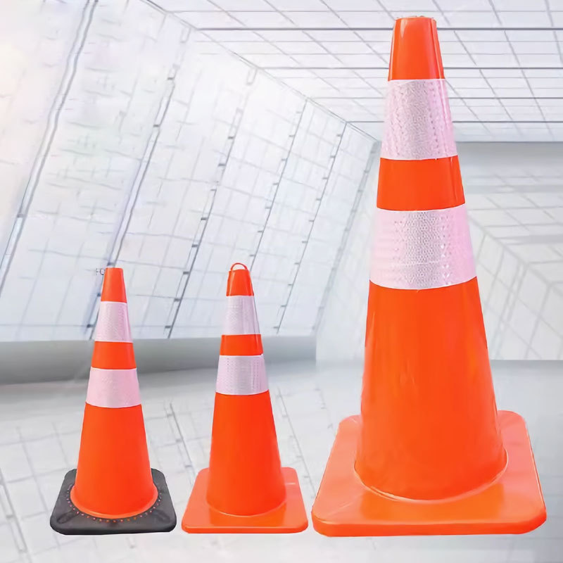 High-strength reflective plastic cone retractable barricade anti-collision ice cream cone road rubber road cone