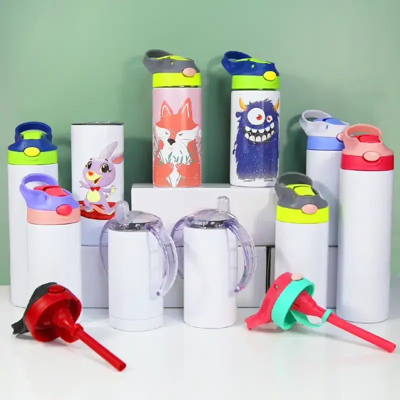 12oz 30oz custom kids sublimation blanks tumblers water bottle cartoon for kids stainless steel