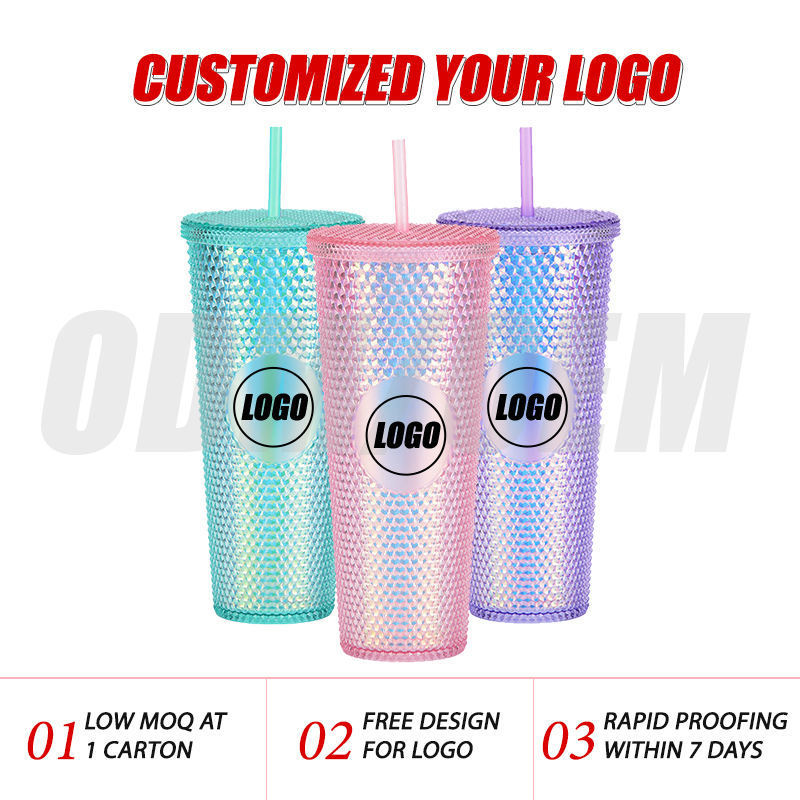 OEM Eco-friendly 24oz Plastic Tumbler BPA FREE Acrylic Water Bottle double wall plastic tumblers with straw and lids