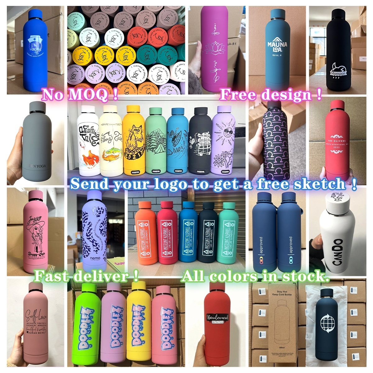 BPA FREE Thermal Water Bottle Custom Logo Double Wall Vacuum Insulated Waterbottle Metal Termos Water Bottle Stainless Steel