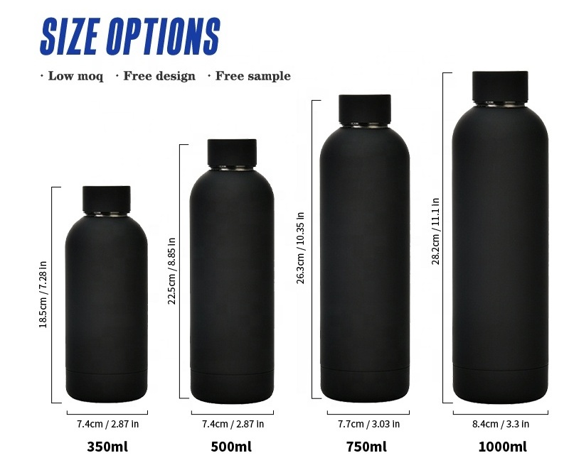 Eco-Friendly Outdoor Insulated Drink Bottle Stainless Steel Black Waterbottle Aluminium Bottle 500 ml Customized Water Bottle