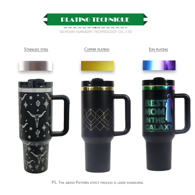 Custom Quencher H2.0 Flowstate Stainless Steel Vacuum Insulated Metal Travel Coffee Mug Cup 20oz 30oz 40oz Tumbler With Handle