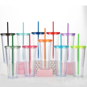 24oz clear star double wall bucks cold tumblr acrylic cup matte studded tumbler plastic lids and with straw