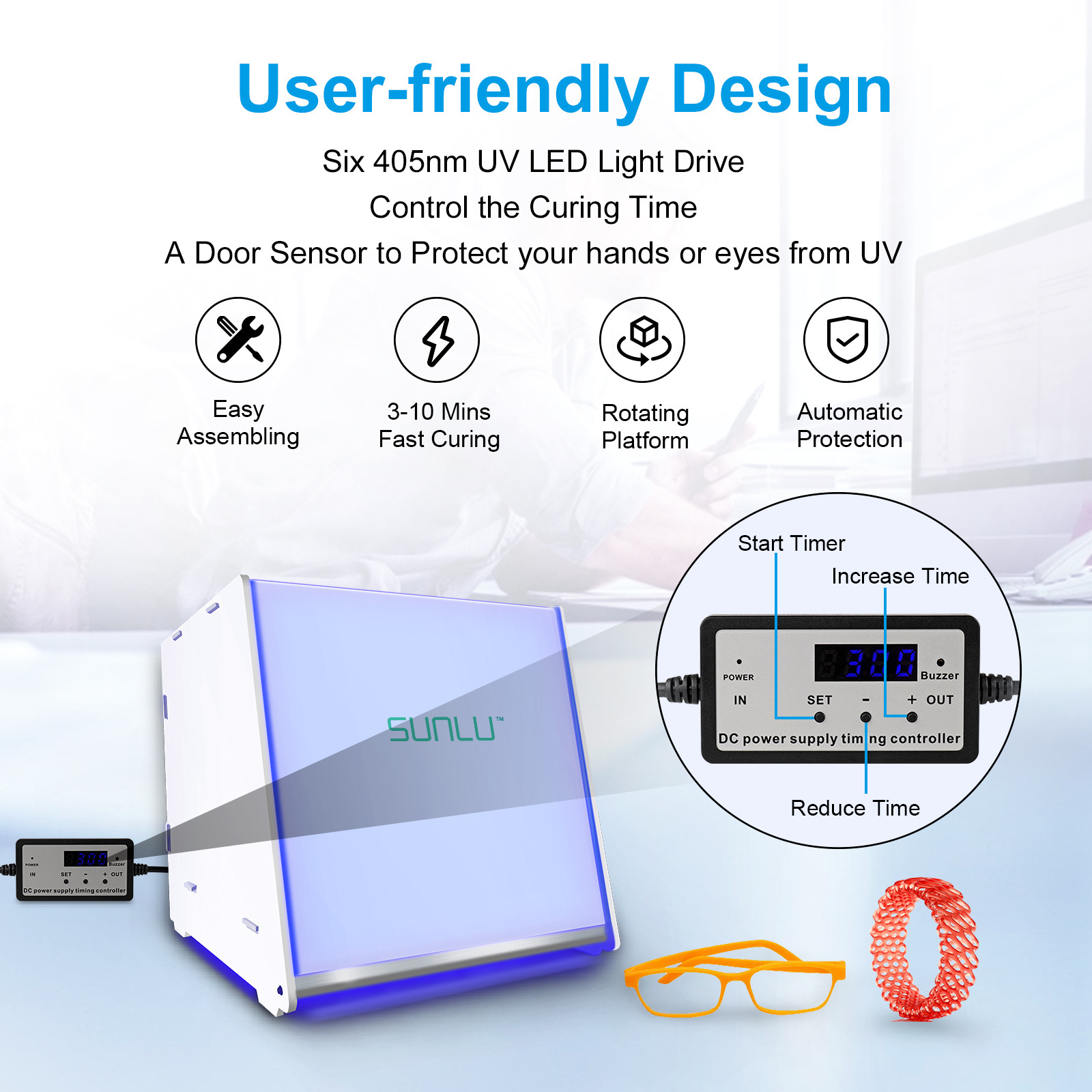 UV Resin Curing Light Box for LCD SLA DLP 3D Resin Printer Model 405nm UV Resin Curing Box