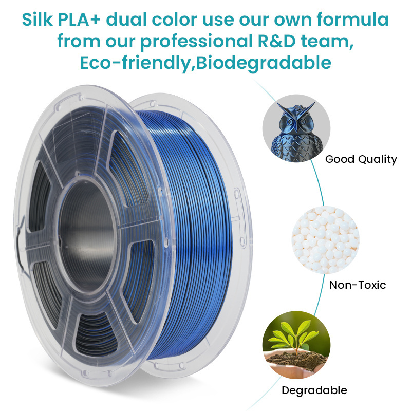 sunlu wholesale high quality 3d printer filament 1,75mm silk pla+ dual color pla filament 1.75mm pla filament