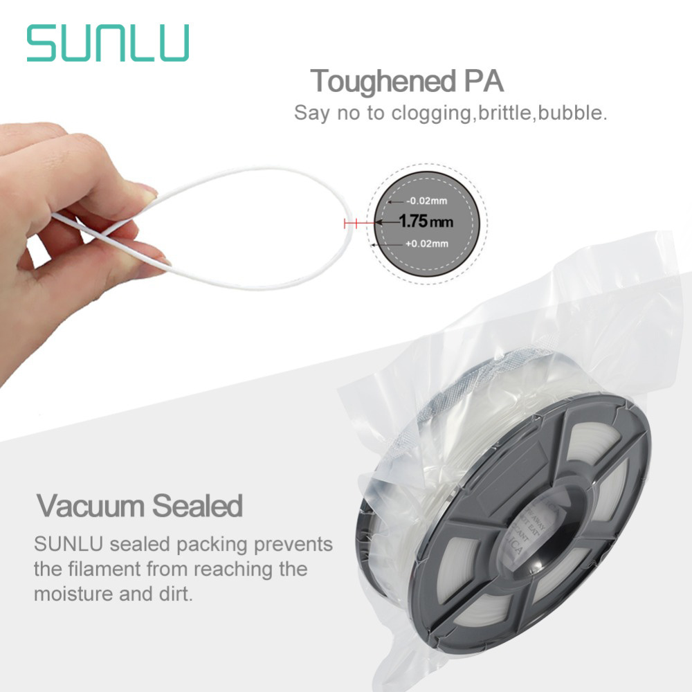 SUNLU pa filament nylon 3d filament 1.75mm.Can print models have special requirements of environment 3d filaments