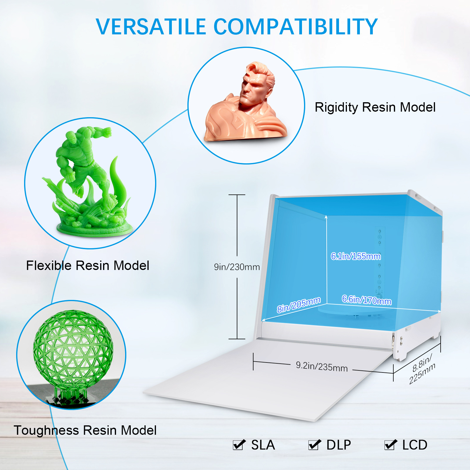 UV Resin Curing Light Box for LCD SLA DLP 3D Resin Printer Model 405nm UV Resin Curing Box