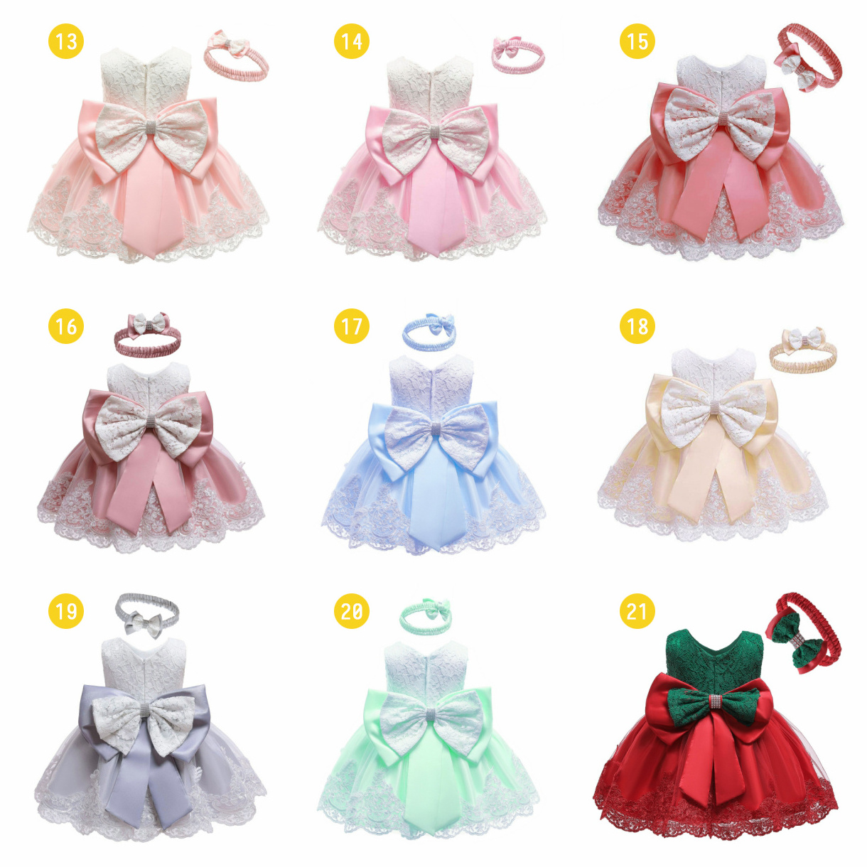 Baby Dress with Bow Newborn Girls Princess Birthday Party Pink Dresses Fancy Frock Wholesale Baby Girl Baptism Gown White Dress