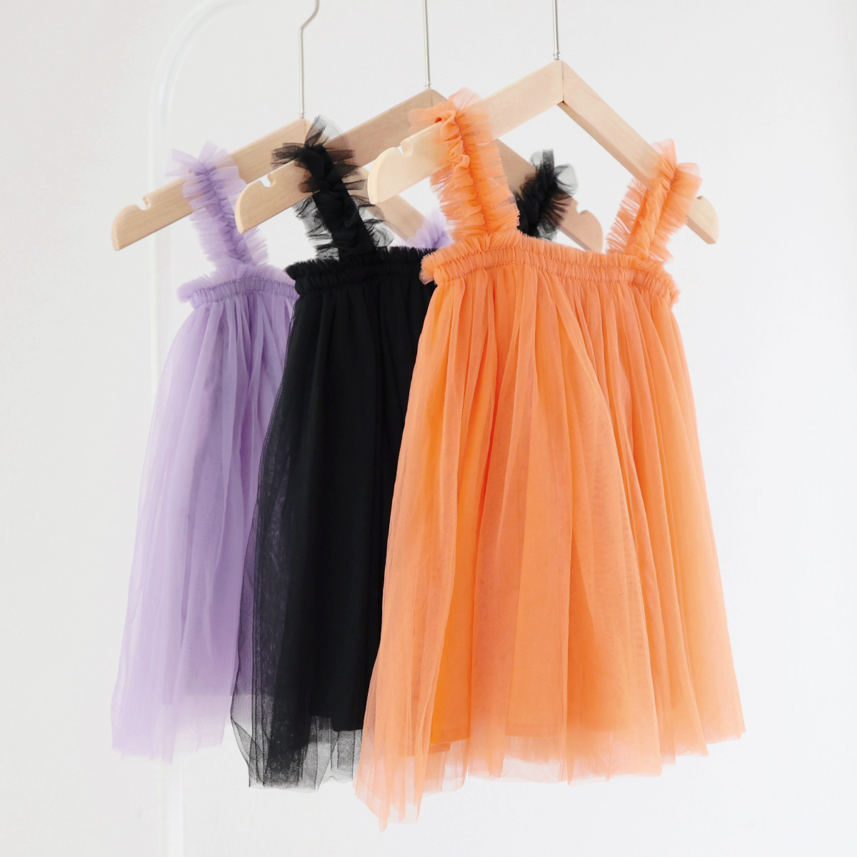 Toddler Girl Tulle Straps Dresses Kids Girls Sleeveless Frock Baby Party Dress Macaron Solid Color A-line Casual Summer Dress