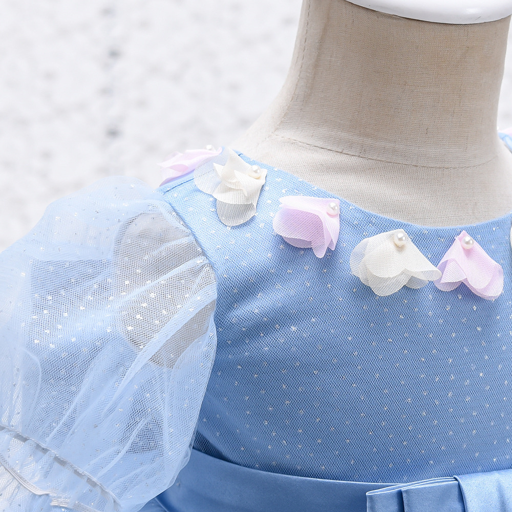 Baby Party Frocks with Big Bow Princess Clothes 0 2 Years Babe Dress Infant Pageant Wear Infant Girl Tulle Dress Baby Blue Dress