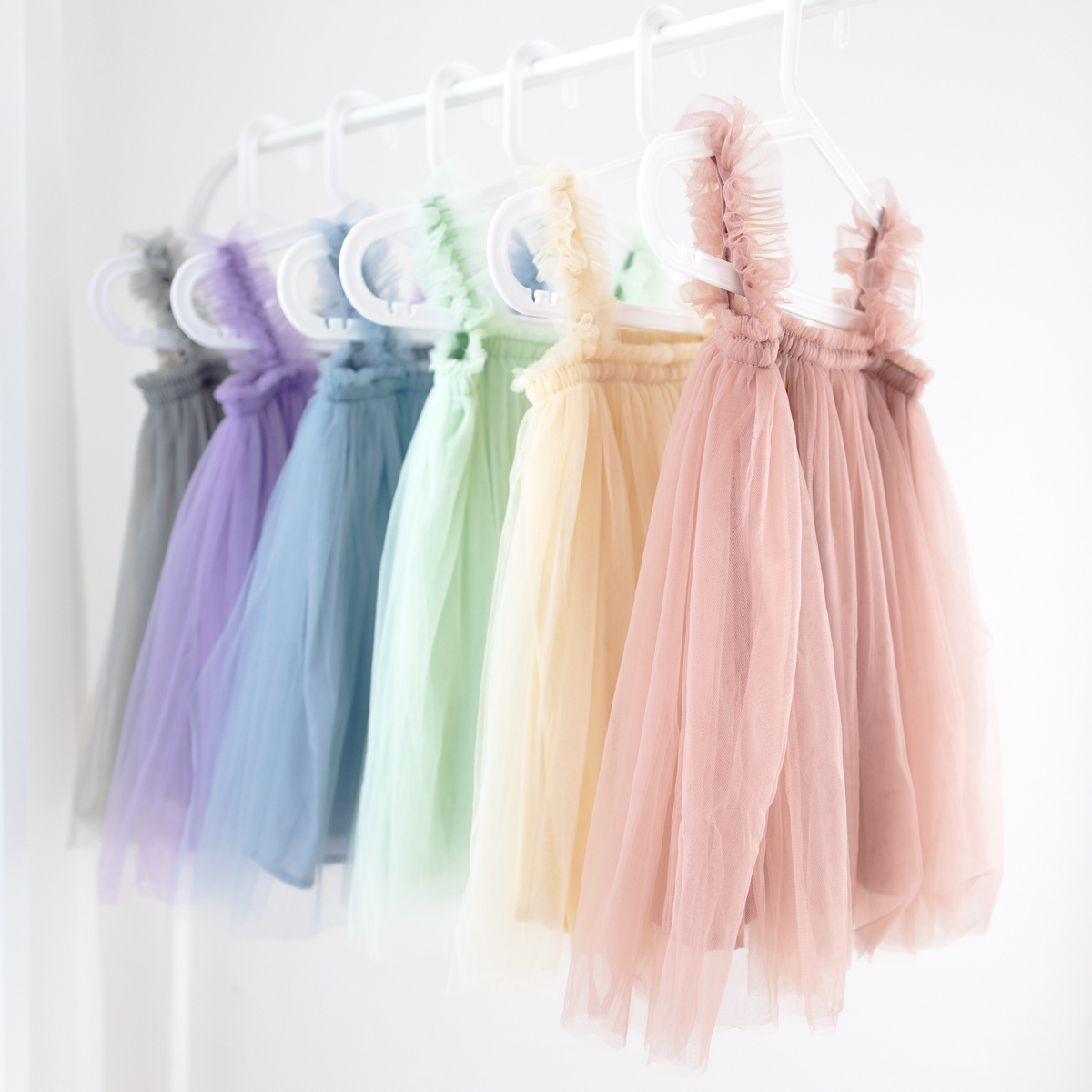 Toddler Girl Tulle Straps Dresses Kids Girls Sleeveless Frock Baby Party Dress Macaron Solid Color A-line Casual Summer Dress