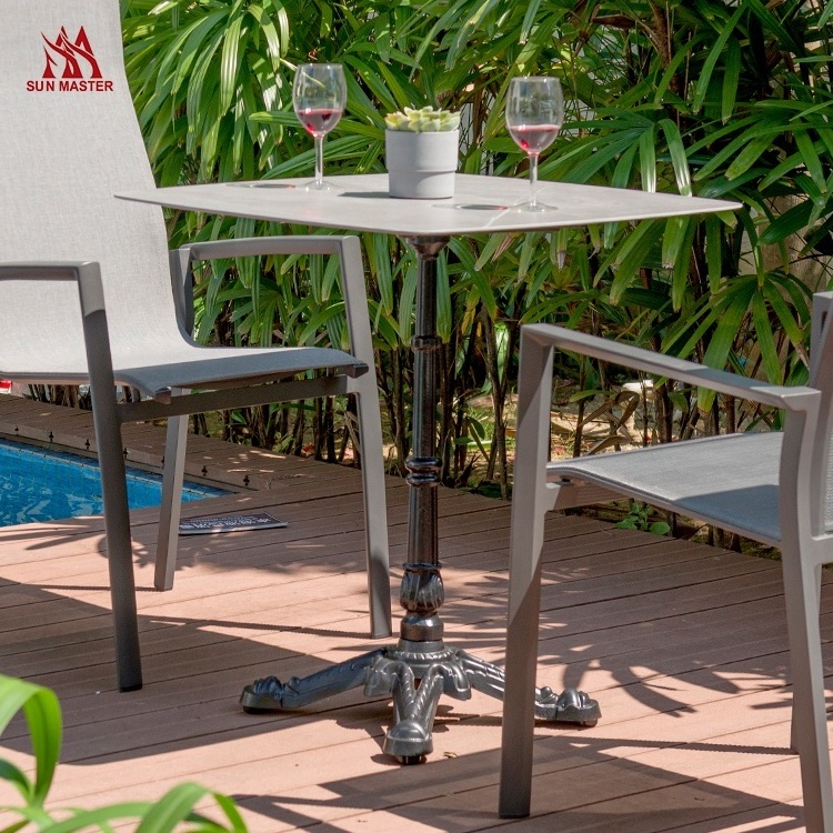 Patio Furniture Garden Table Set Square Ceramic Metal Hotel Bistro Cafe Commercial Outdoor Dining Tables For Restaurants Cafe