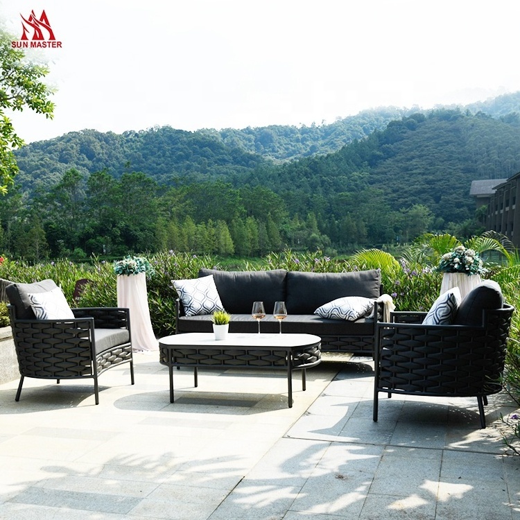 Rattan Patio Sofa Set Outdoor Sectional Furniture Aluminum Courtyard Poolside Hotel Villa 4 Seater Leisure Lounge Garden Couch