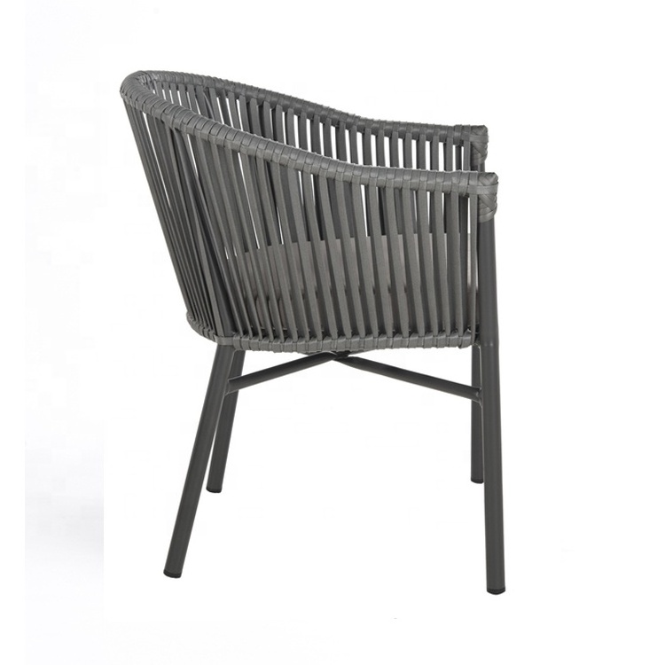 Modern Patio Garden Furniture Aluminum Gray Rattan Stacking Chair Terrace Bistro Cafe Outdoor Dining Chairs For Hotel Restaurant