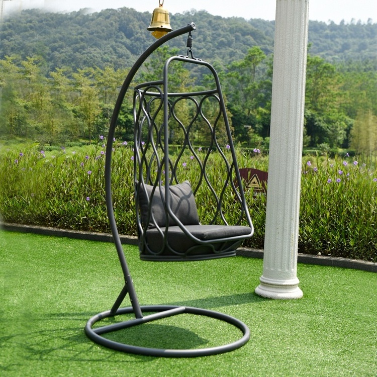 Outdoor Furniture Single Seat Patio Swings Waterproof Aluminum Balcony Hotel Villa Garden Hanging Swing Egg Chair With Stand