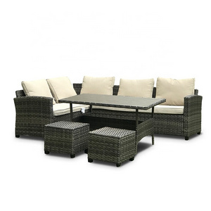 Outdoor Cheap Price KD  Garden Wicker Corner Sofa Set For 7 Rattan Furniture Patio Hotel Conversation Sectional L shape Couch