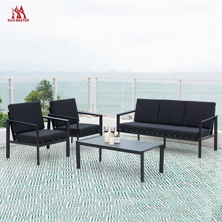 Patio Hotel Furniture Modern Outdoor Sectional Sofa Set Villa Backyard Balcony 5 Seat  Aluminum Conversation Garden Lounge Couch