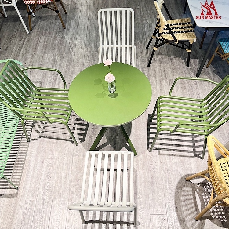 Modern Furniture Outdoor French Bistro Metal Industrial Chair Patio Restaurant Cafe Hotel Garden Stacking Dining Aluminium Chair