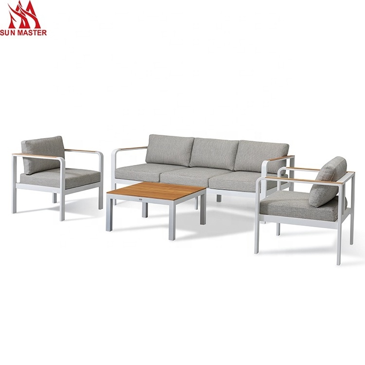 Wholesale Modern Outdoor Furniture Garden Comfortable Lounge Chair Restaurant Patio Leisure Teak Wood Sofa Set for Hotel Resort