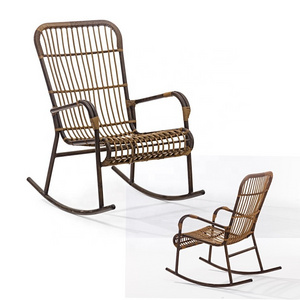 Terrace Furniture Patio Rattan Wicker Aluminum Rocking Chair Recliner Outdoor Swing Garden Restaurant Rocking Chair For Adults