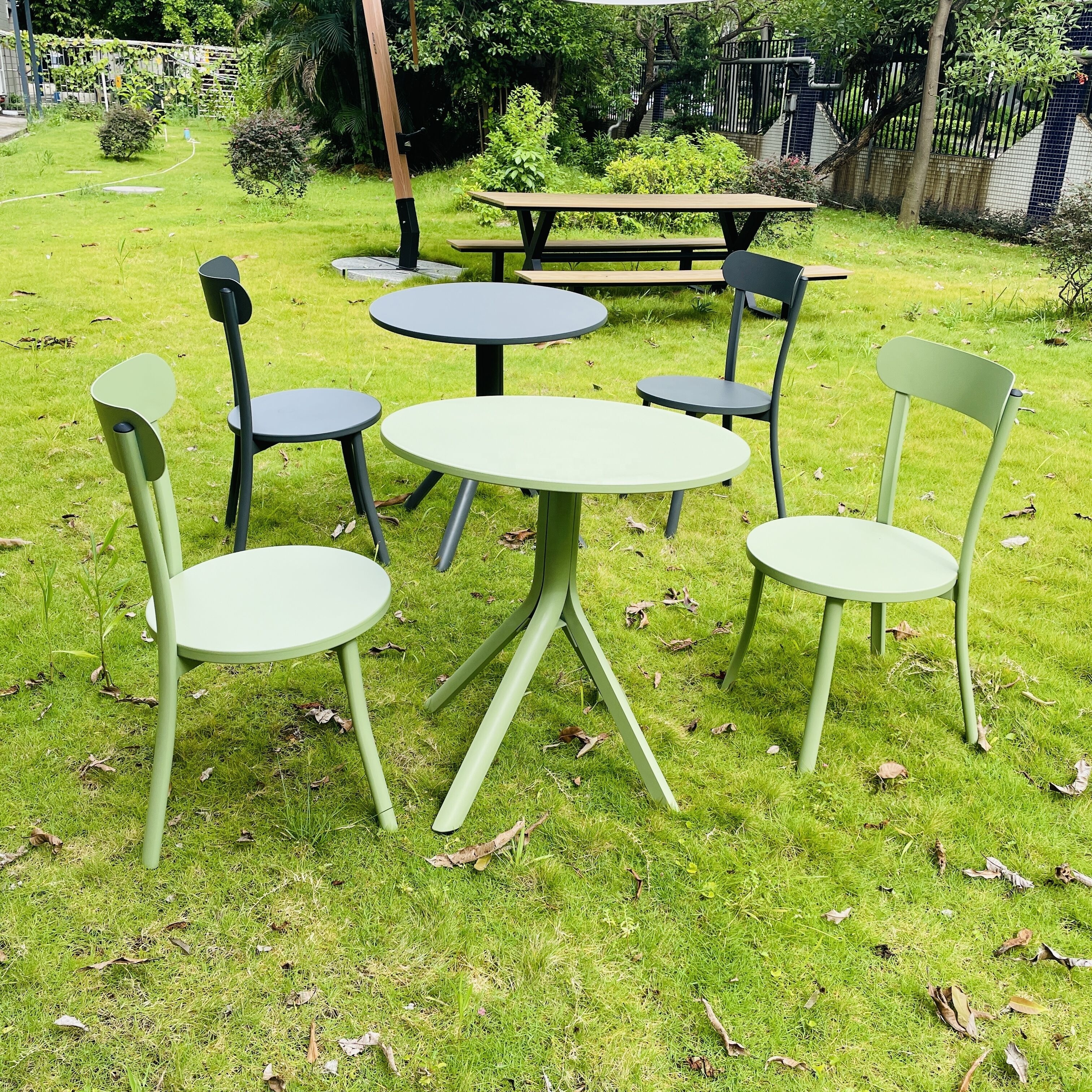 Modern Outdoor Furniture cafe negotiation 2 Chairs And Table  Patio Terrace Dining  Aluminum Garden Set For Restaurant