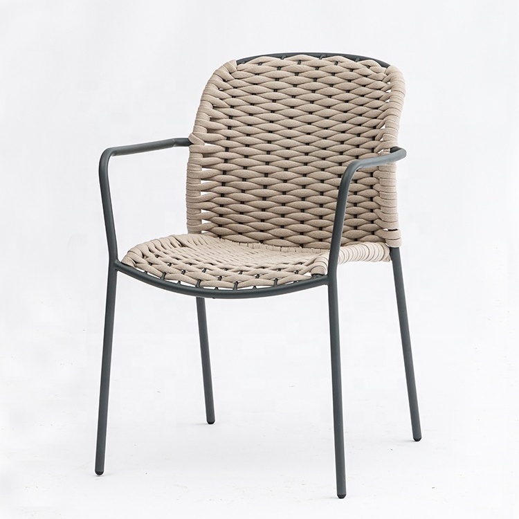 Outside Patio Cafe Furniture Bistro Chairs And Table Set For 2 Metal Restaurant Hotel Balcony Stacking Outdoor Garden Rope Chair