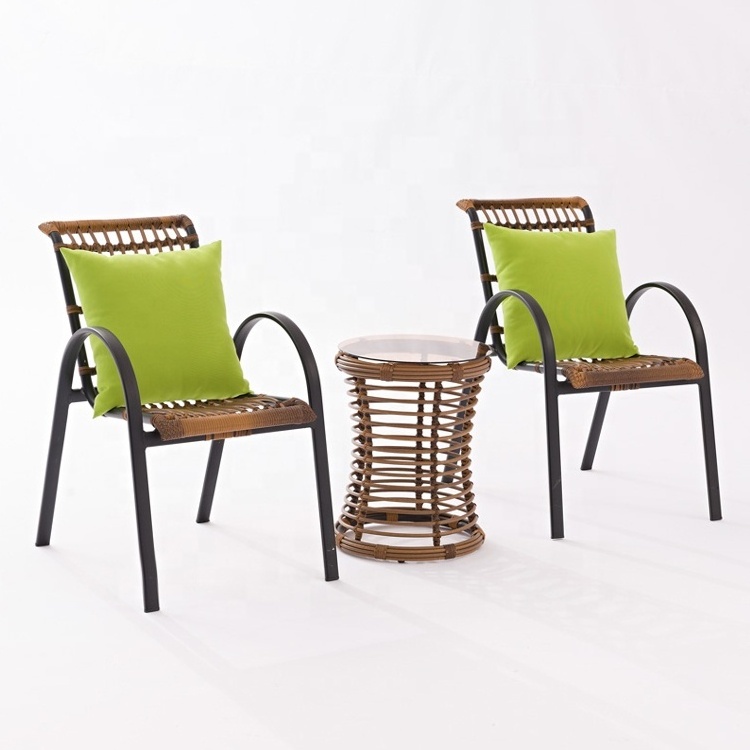 Outside Garden 2 Chairs  And Coffee Table Lawn Bistro Cafe Restaurant Hotel Balcony 2 Seaters Outdoor Rattan Patio Furniture Set