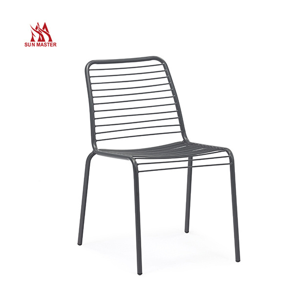 Wholesale factory cheap price popular outdoor garden hotel Steel frame metal furniture  dining black chair