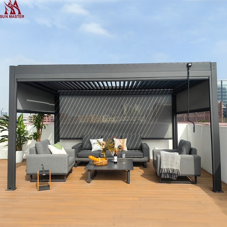 Factory Wholesale System Garden Yard Terrace Rainproof Pergola Gazebo Bioclimatic Louver Roof Sunshade Outdoor Aluminum Pergola