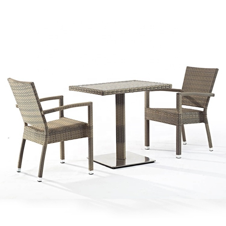 Wholesale Patio 4-6 Seat Rattan Wicker Aluminium Chair And Table  Dining Set Outdoor Garden Hotel Cafe Restaurant Furniture