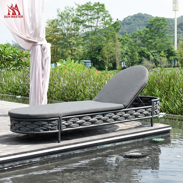 Outdoor Adjustable Chaise Lounge Rattan Wicker Aluminum Sun Bed Beach Lounger Chairs Poolside Swimming Seating Patio Furniture