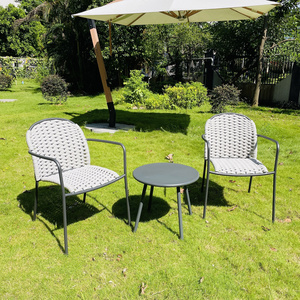 Outside Patio Cafe Furniture Bistro Chairs And Table Set For 2 Metal Restaurant Hotel Balcony Stacking Outdoor Garden Rope Chair